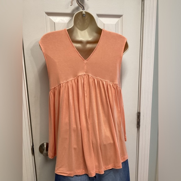 Free people orange boho tie front flowy tank top - Picture 3 of 8